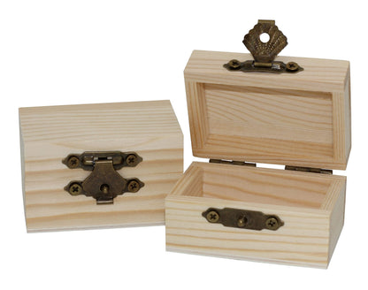 Creative Hobbies 12-Pack Mini Wooden Treasure Boxes with Locking Clasp - Unfinished Wood Treasure Chest for Party Favors, DIY Projects, Home Decor, Props, 2.3 x 1.5 x 1.5 Inches