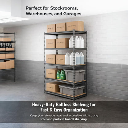 PRO&Family Heavy Duty Shelving Unit - Industrial Garage Storage Rack Z- Beam Storage Shelf Shelf Organizer Metal Wood Storage Shelves System (24"x 60"x 84", 4)