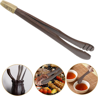 Chinese Tea Teacup Tongs Mini Wooden Clips - Reusable Cooking Tongs for Kung Fu Tea, Home Cup Clip