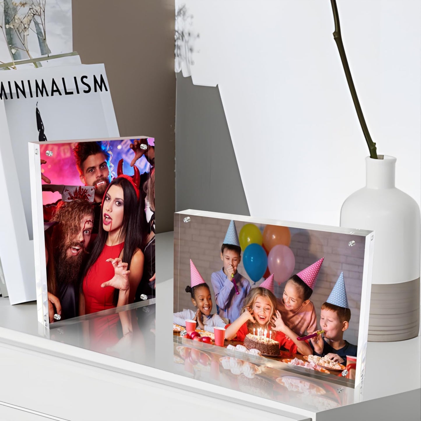 laapee 5x7 Inches Acrylic Picture Frames 5 Pack, Double Sided Magnetic Photo Frames,Free Standing on Desk or Table Clear Picture Frames