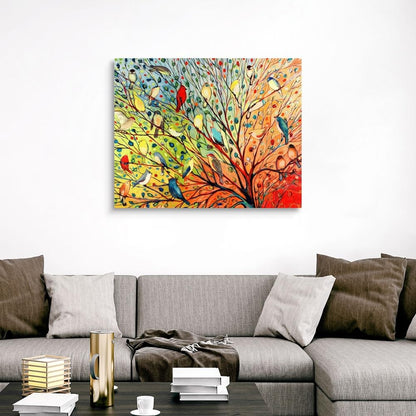 CANVAS ON DEMAND Twenty Seven Birds Canvas Wall Art Print by Jennifer Lommers, Home Decor, Bird, Wildlife Artwork,45" x36in