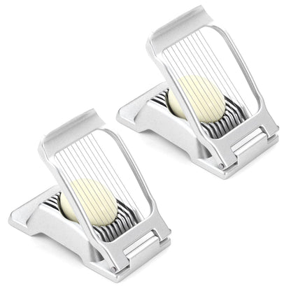 2 Packs Egg Slicer,Strawberry Slicers, Stainless Steel Wire Egg Slicer for Hard Boiled Eggs, Heavy Duty Aluminum Base Metal Egg Cutter for Egg Strawberry Soft Fruit & Food, Dishwasher Safe