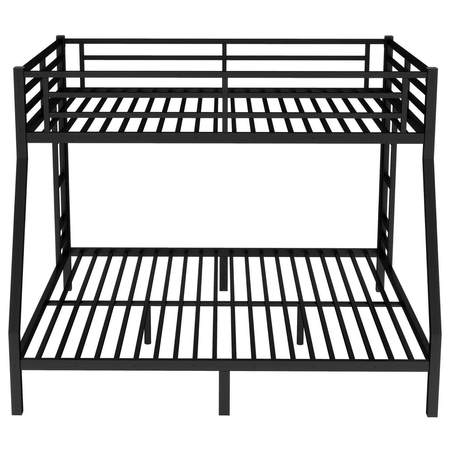 Bellemave Queen Over King Bunk Bed with 2-Side Ladders & Guardrail, Heavy Duty Metal Bunk Bed Frame with Under-Bed Storage, Queen Over King Bunk Beds for Adults, Teens, Kids, Black