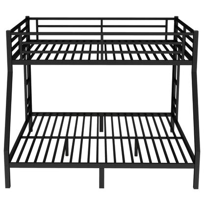 Bellemave Metal Queen Over King Bunk Bed for Adults/Kids,Heavy Duty Adults Bunk Beds with Guardrail & Ladders,Queen Over King Size Bunk Beds for Teens,Black