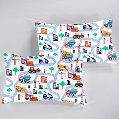 Set Set 1 1 Cartoon Truck Comforter Twin: Construction Bedding for Boys Kids Children Bedroom Dorm White Cute Cars