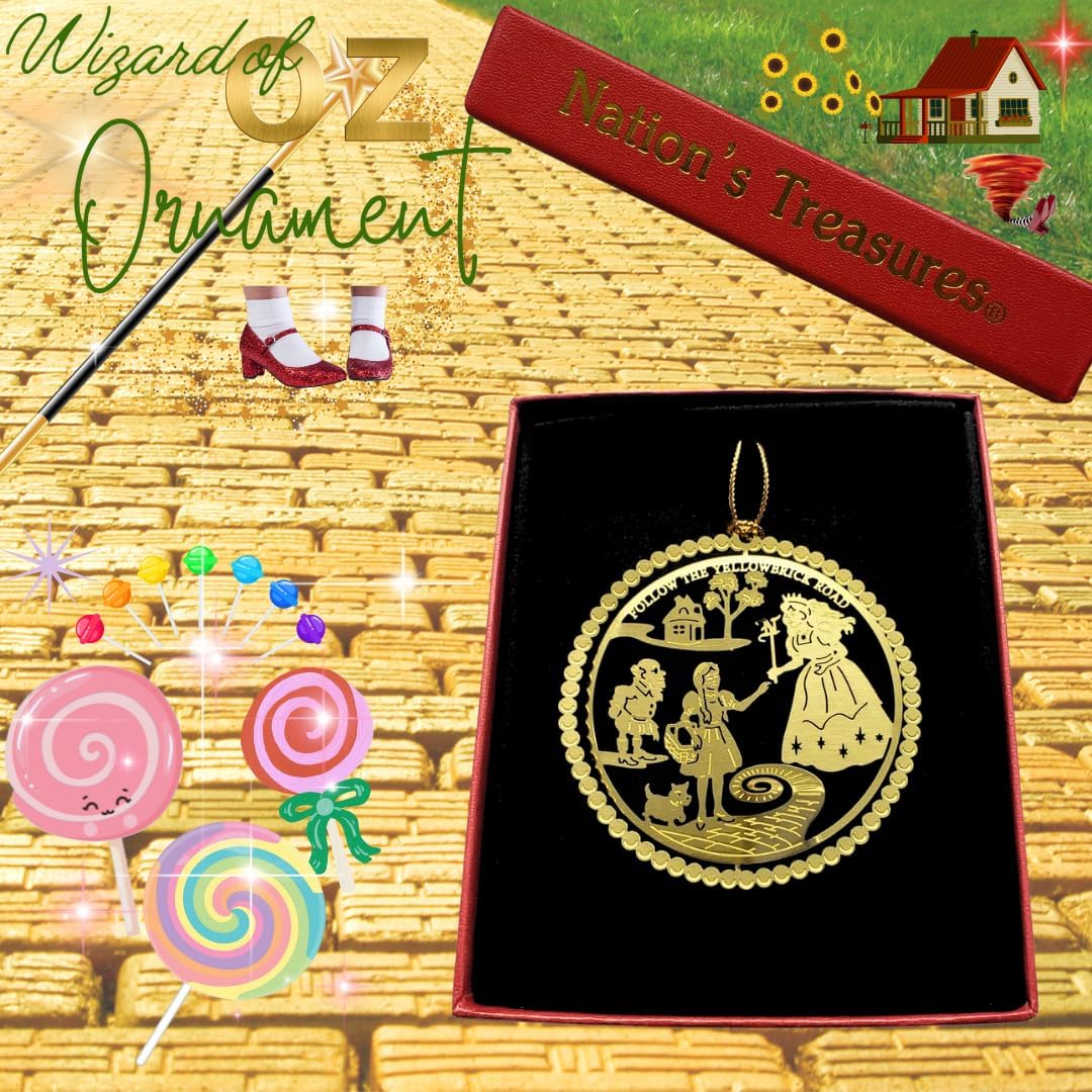 Wizard of Oz Christmas Ornament, Follow The Yellow Brick Road, Glinda, Munchkin, Dorothy, Toto
