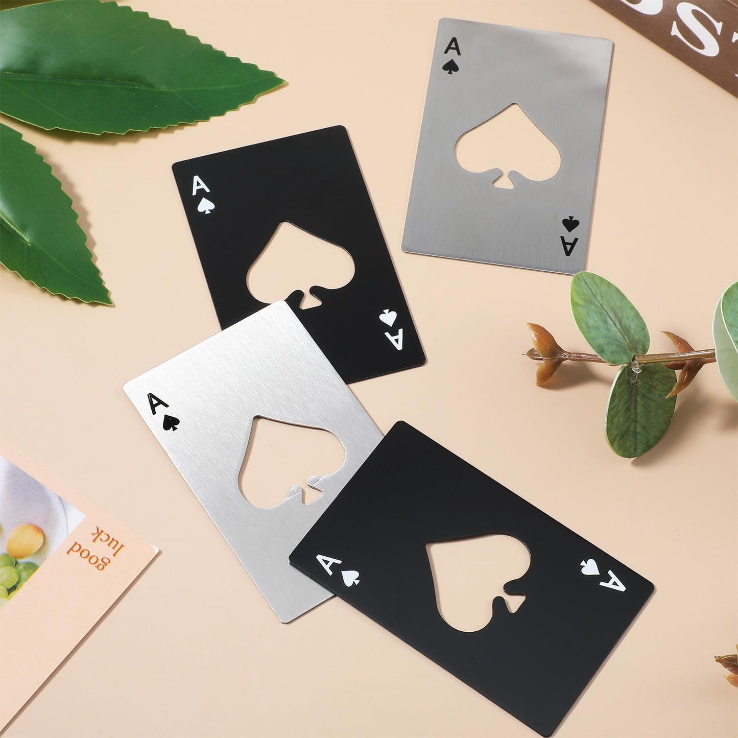 40Pcs Ace of Spades Bottle Openers, Poker Card Bottle Openers Portable Stainless Steel Can Opener Credit Card Size Beer Bottles Can Cap Opener for Wallet Pocket Wedding Party Good Gift
