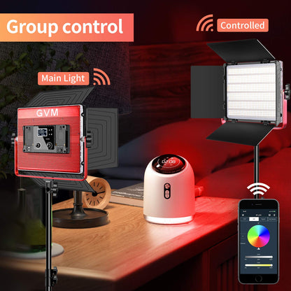 GVM RGB LED Video Light, 50W Video Lighting Kit with APP Control, 1200D Photography Lighting kit for YouTube Studio, 3 Packs Led Panel Light, 3200K-5600K, Aluminum Alloy Shell, CRI 97