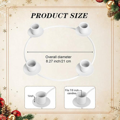 Chengu Christmas Advent Candle Holder - Elegant Metal Taper Stand for 4 Candles | White Holiday Decor