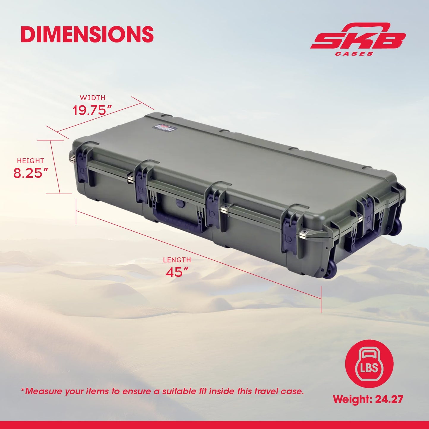 SKB Cases Waterproof Double Bow/Short Case - OD Green, Durable Transport Solution with Inline Wheels, Secure & Protective, 40x16x5.5 Inches