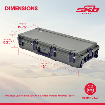 SKB Cases Waterproof Double Bow/Short Case - OD Green, Durable Transport Solution with Inline Wheels, Secure & Protective, 40x16x5.5 Inches
