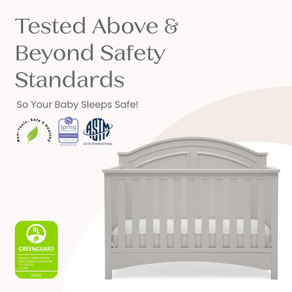 Delta Children Perry 6-in-1 Convertible Crib - Greenguard Gold Certified, Moonstruck Grey