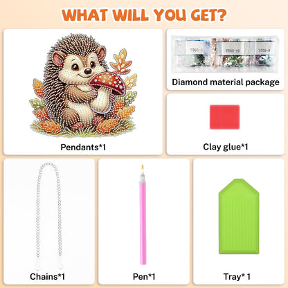 Bowetile Fall Diamond Art Hanging Kits for Adults, Hedgehog Diamond Art Suncatchers, 5D Special Shape Autumn Diamond Painting Pendant Window Ornament Gifts for Home Door Wall Decor