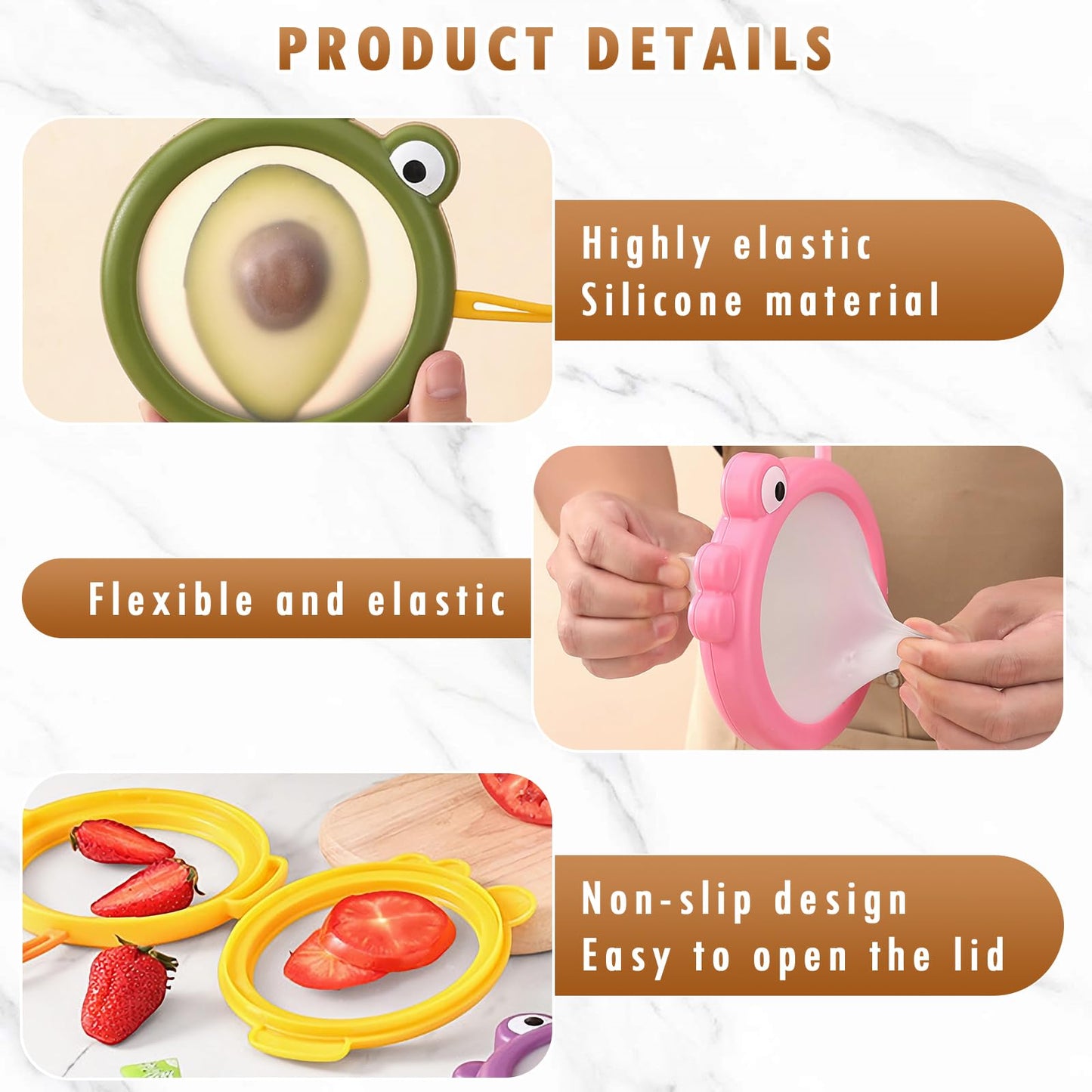 Dayinkes Set of 4 Fresh Food Containers, Reusable Silicone Storage Pods for Avocado, Onions, Tomatoes, Lemons – Reusable & Leak-Proof to Lock in Freshness