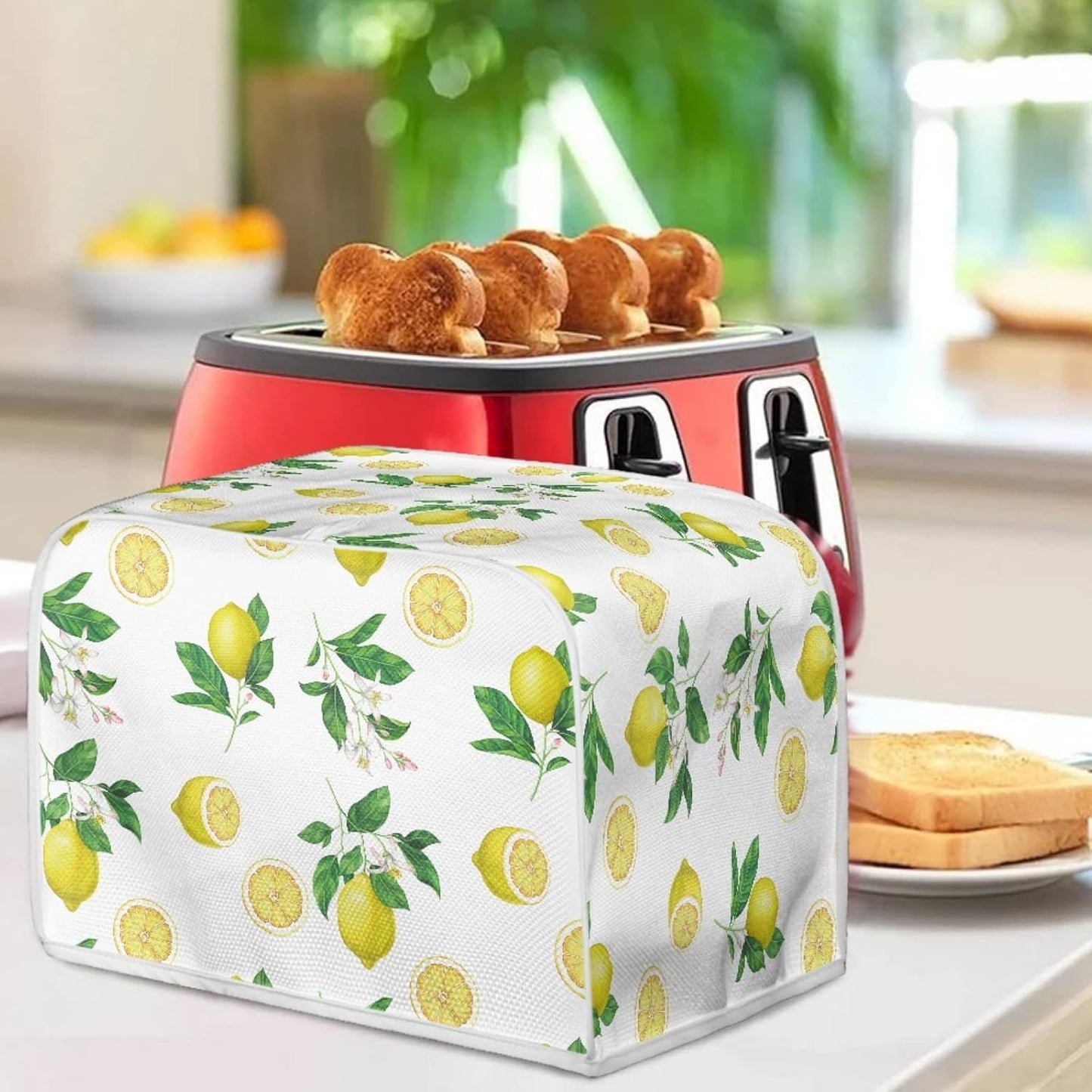 Toaster Cover 2 Slice, Lemon Theme Small Appliance Cover for Kitchen, Dust and Fingerprint Protection