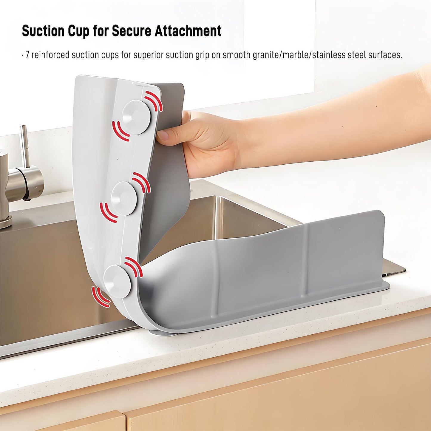 23-inch Silicone Sink Splash Guard - Strong Suction Water Barrier for RV Sinks, Pet Bathing,and Small Kitchens - Self-Draining Design, Dishwasher-Safe
