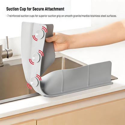 23-inch Silicone Sink Splash Guard - Strong Suction Water Barrier for RV Sinks, Pet Bathing,and Small Kitchens - Self-Draining Design, Dishwasher-Safe