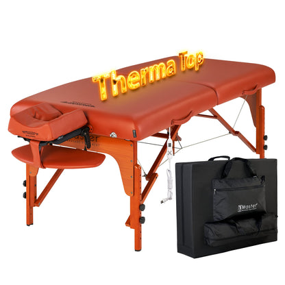Master Massage 31" Santana TT Massage Table Beauty Bed Package with Extra MusicMaster Ergonomic Dream Sound Face Cradle Cushion- Cinnamon