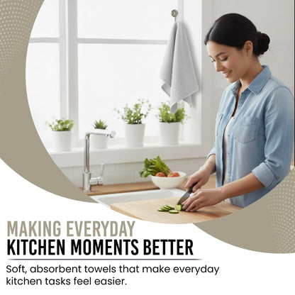 Ameri-Homes 100% Cotton Waffle Kitchen Dish Cloths 6-Pack– Ultra Absorbent & Quick Dry, Counters & Kitchen Use – Soft, Durable & Lint-Free13.50X13.50 inches (Off-White)