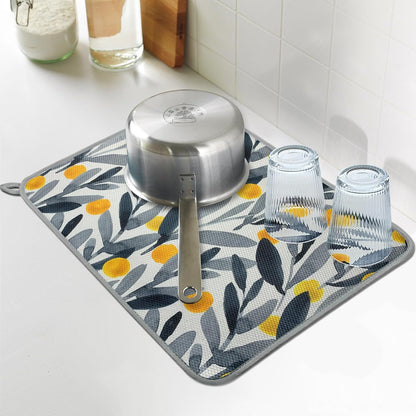 Microfiber Dish Drying Mat 16'' x 18'' - Super Absorbent Kitchen Counter Pad for Dishes, Coffee Maker Mat (Watercolor