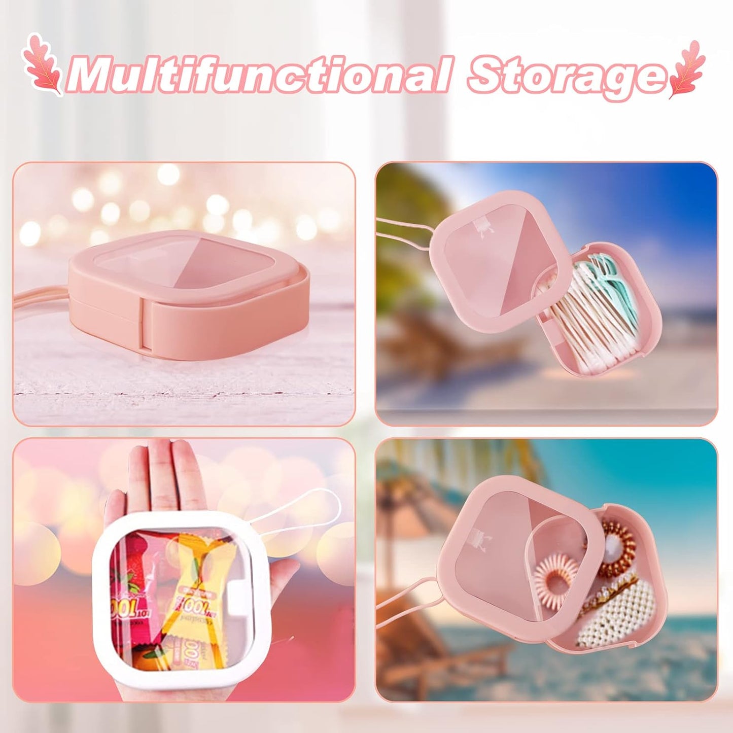 Hair Tie Organizer, 4 Pcs Small Portable Storage Holder, Qtip Dispenser for Hair Tie Accessories, Travel Organizer