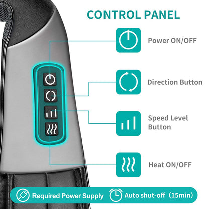 Nekteck Shiatsu Neck and Back Massager with Soothing Heat, Electric Deep Tissue 3D Kneading Massage Pillow for Shoulder, Leg, Body Muscle Pain Relief, Home, Office, and Car Use