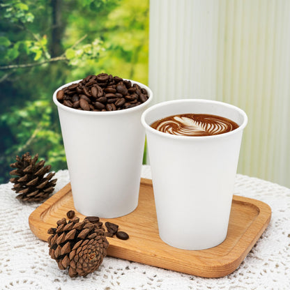 RACETOP 500 pack Disposable Coffee Cups 12 oz, Paper Cups 12 oz, Hot Cups, Ideal for Hot Drinks, Coffee(white)