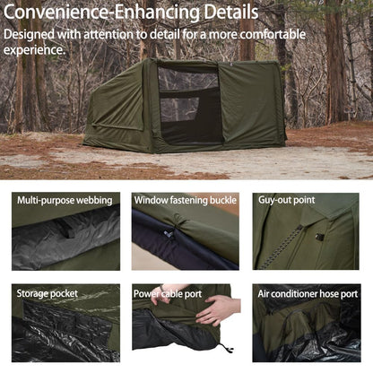 CAMVIL 2025 Upgraded Box 4P Inflatable Camping Tent, 4 Season Blow Up Tent with Pumb, Easy Setup No Assembly Needed Luxury Glamping Tent (Green)