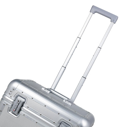 Perle Path All Aluminum Rolling Camera Case, Pilot case, Camera roller bag, Carry on, Hard Shell Photography Equipment suitcase with 4 Wheels and Telescopic Handle (Silver(with camera bag inside))