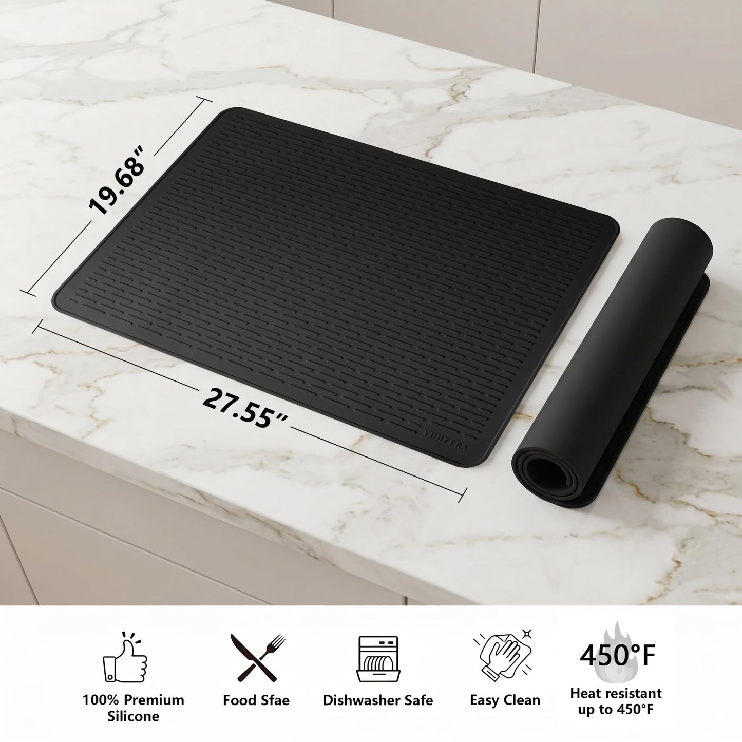 YUHFERA Stove Top Cover for Electric Stove - Silicone Stove Mat for Glass Top, Glass Cooktop Protector For Kitchen,Multi-functional Oven Covers for Electric Stove (Black,28 x 20)