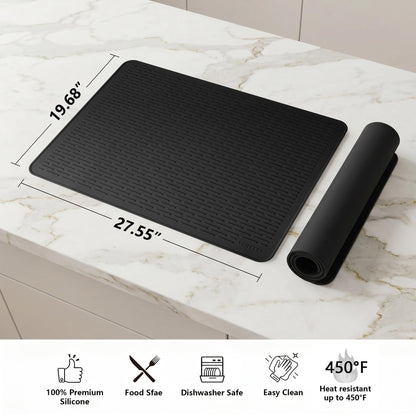 YUHFERA Stove Top Cover for Electric Stove - Silicone Stove Mat for Glass Top, Glass Cooktop Protector For Kitchen,Multi-functional Oven Covers for Electric Stove (Black,28 x 20)