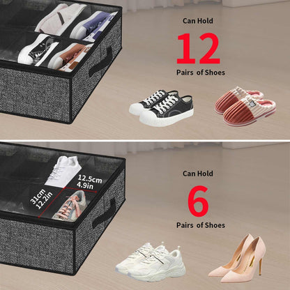 1 Pack 12 Closet, MXAUBSB1P Onlyeasy Under Bed Shoe Storage Organizer with Sturdy Handles and Clear Window Fits Pairs