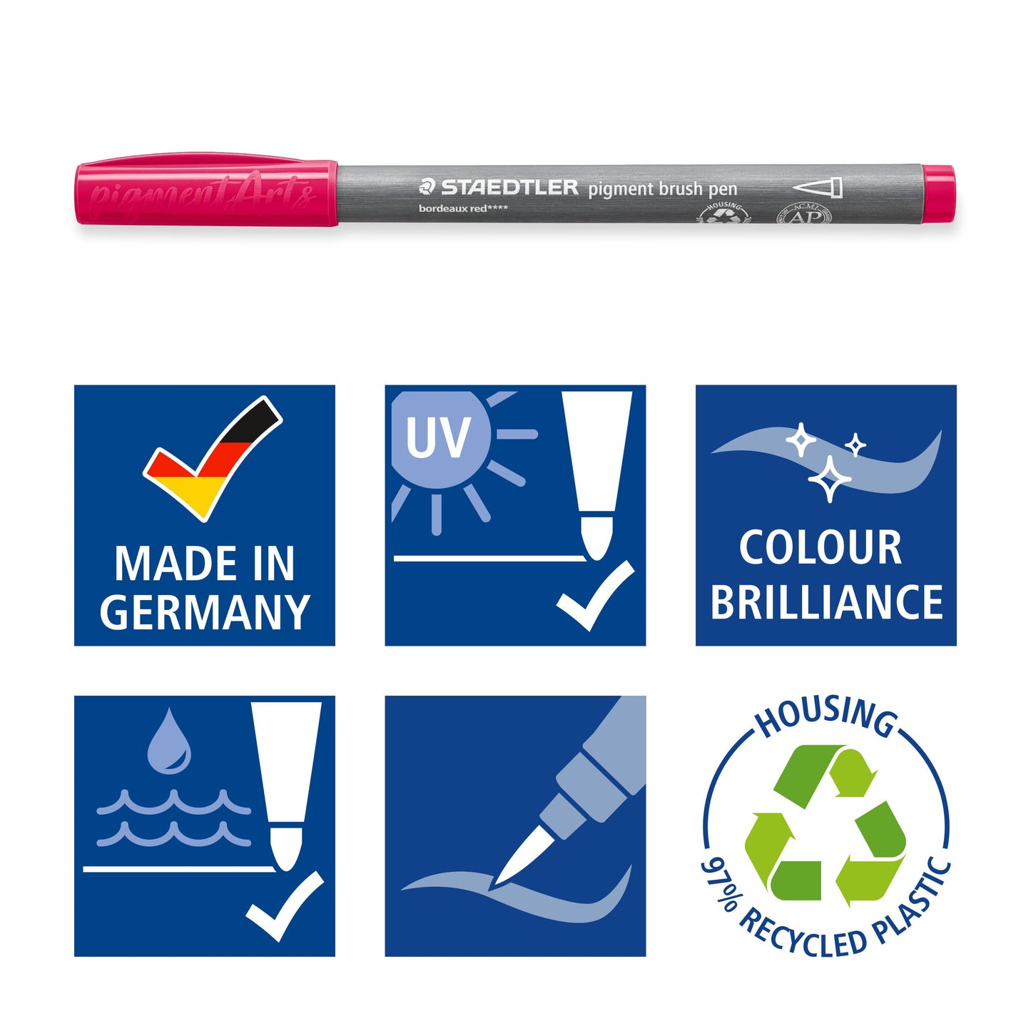 STAEDTLER Pigment Arts Brush Pen, Brush Greys & Caramels, Pack of 6 Pens, 371 C6-4
