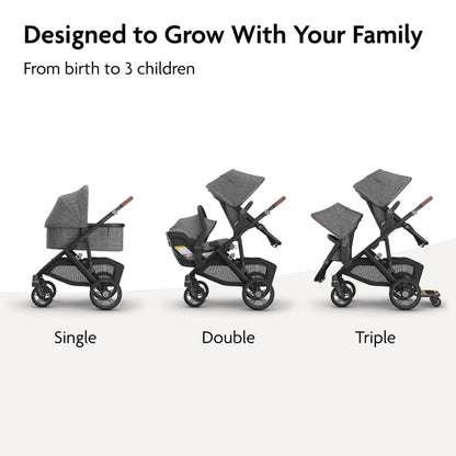 UPPAbaby Vista V3 Convertible Single-to-Double Stroller for Baby & Toddler, 30+ Configurations, Car Seat Compatible, All-Wheel Suspension, XL Basket – Ada (Sandstone Mélange/Carbon Frame)