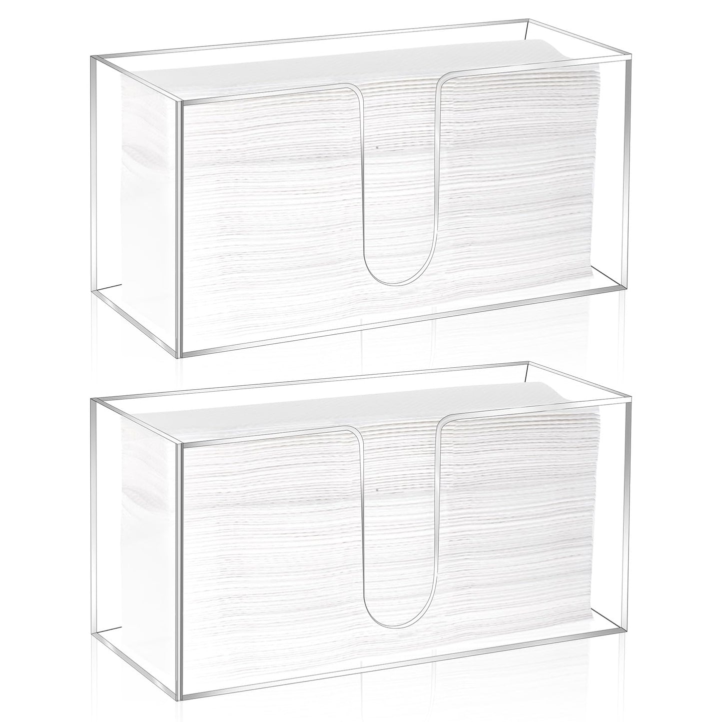 Wanmu 2 Pack Acrylic Countertop Paper Towel Holder, Folded Z-fold C-fold MultiFold Trifold Napkin Dispenser, Paper Towel Dispenser Countertop Acrylic Napkin Holder for Bathroom, Kitchen, Restaurant
