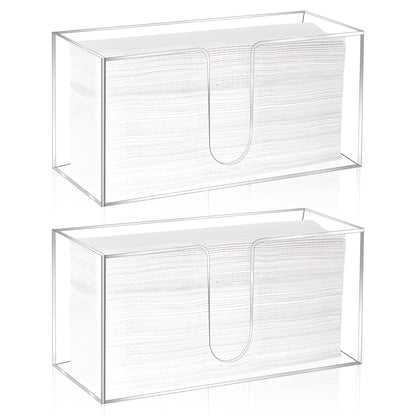 Wanmu 2 Pack Acrylic Countertop Paper Towel Holder, Folded Z-fold C-fold MultiFold Trifold Napkin Dispenser, Paper Towel Dispenser Countertop Acrylic Napkin Holder for Bathroom, Kitchen, Restaurant
