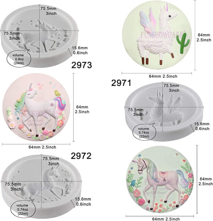 FUNSHOWCASE Unicorn Llama Fondant Silicone Molds Set for Cake Decorating, Cupcake Topper, Chocolate, Epoxy Resin