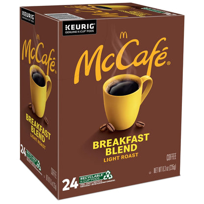 McCafe Breakfast Blend Coffee - Light Roast Keurig K-Cup Pods | 96 Count (4 Packs of 24)