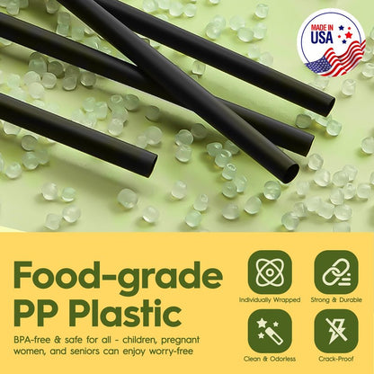 Delxo 500 Count Individually Wrapped Clear Plastic Straws - 7.75 Inch Long, 0.23 Inch Diameter - Disposable Drinking Straws for Party, Every Occasion - Made in USA