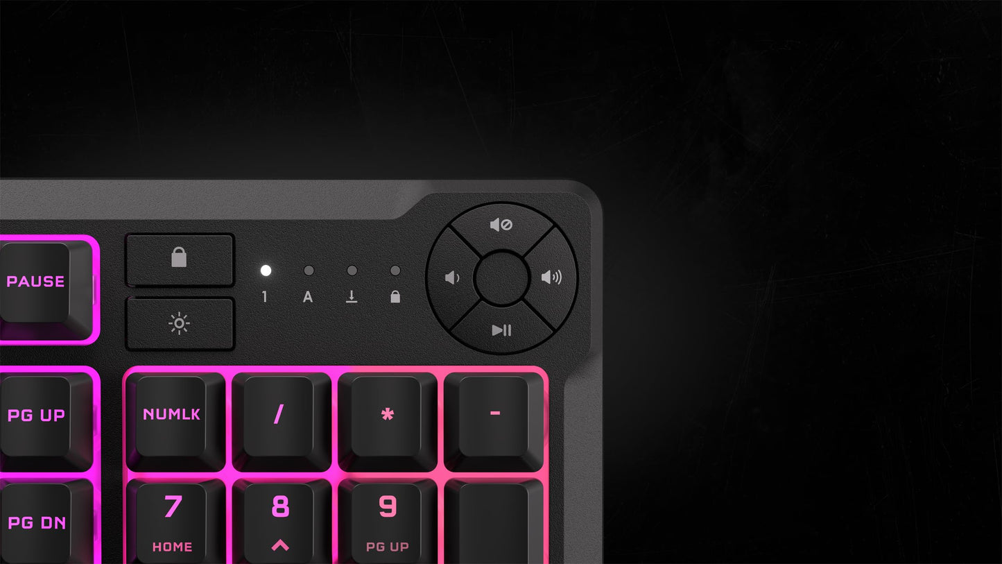 Corsair K55 CORE RGB Membrane Wired Gaming Keyboard – QWERTY US Layout – Quiet, Responsive Switches – Spill Resistance – Ten-Zone RGB – Media Keys – iCUE Compatible – PC, Mac – Black