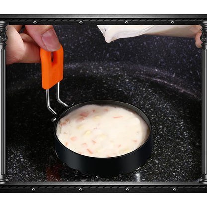 3.5" Egg Rings 6“ Pancake Mold with Silicone Handle, Round Mold for English Muffins - Griddle Cooking Shaper for Indoor Camping Breakfast Sandwiches w/Silicone Oil Brush set of 6 (4pcs 3.5"+2pcs 6")