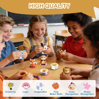 Air Dry Clay Kit - 12 Animal Modeling Clay for Kids, Complete DIY Clay Craft Set with Sculpting Tools & Step-by-Step Tutorials, Ultra Soft & Non-Sticky Clay, Children's Day Gift Ideas
