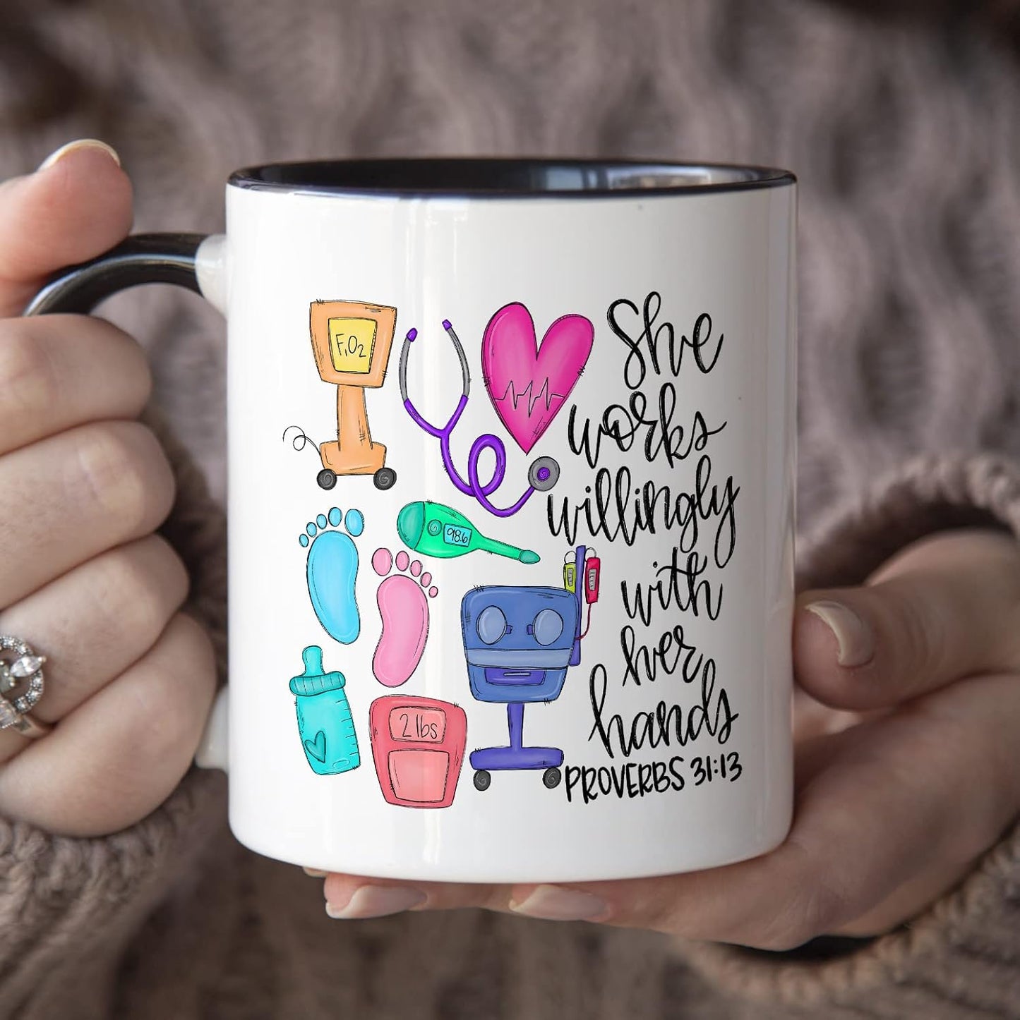 YouNique Designs NICU Nurse Mug - 11 Ounces Labor and Delivery Nurse Coffee Cup, Neonatal Intensive Care RN (Black