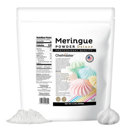 Chefmaster Meringue Powder Deluxe, Professional-Grade Egg White Substitute for Meringue Cookies, Pie Filling, Royal Icing, Non-GMO, Easy-to-Use, Made in USA, 5 lbs