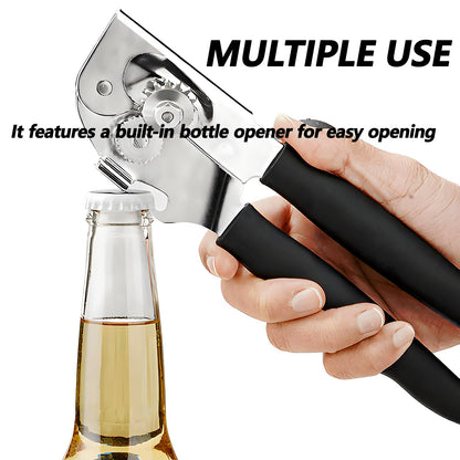 [Upgrade] Commercial Can Opener, Durable All-Steel Construction - RICKUNCL Hand Crank Can Opener with Magnet, Comfortable Extra-long Handles, Oversized Knob, Professional Ergonomic & Easy for Big Cans