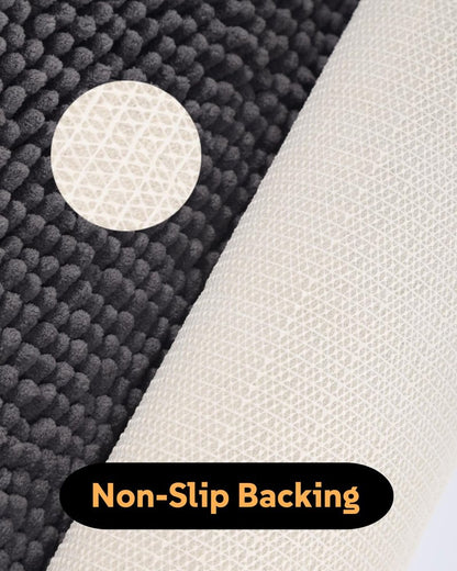 Puniamol Soft Shaggy Round Toilet Rug U Shaped for Bathroom, Excellent Absorbent Contour Toilet Mat Machine Washable, Non-Slip Microfiber Chenille Bathroom Rugs 24" Dark Grey