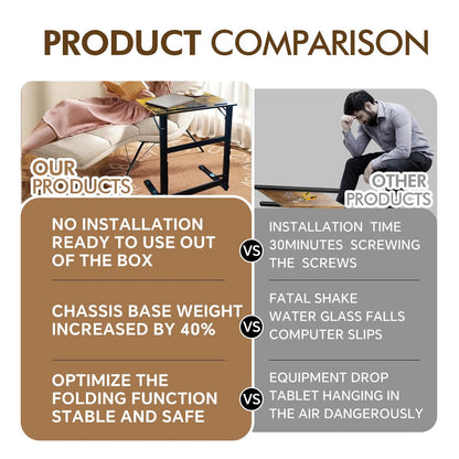 YIBOLIN'S Couch Table Tray - Foldable TV Dinner Tray Table with No Assembly, Large Surface Laptop Stand for Couch, C-Shaped Bed Tray, Sturdy Slide-Under Sofa Table (16" Extra Wide)