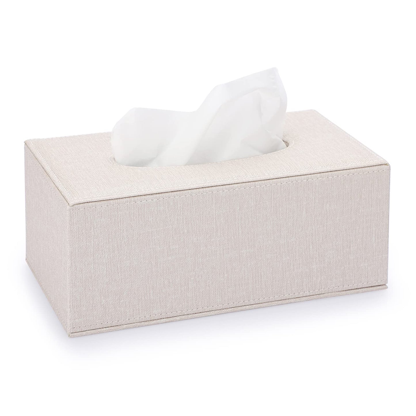 Sumnacon Tissue Box Cover Rectangle Linen Tissue Box,Stylish Tissue Box Holder with Magnetic Bottom,Decorative Tissue Cover for Bathroom Toilet Bedroom Living Room Table Desk Office, Beige