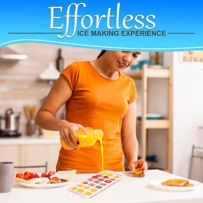 5 Pc Silicone Ice Cube Trays for Freezer with Lid - 12x4.8" (105 Cubes Total, 21 per Mold) Silicone Ice Trays for Freezer Durable & Flexible Molds, Easy to Use & Clean, Good for Home & Commercial Use