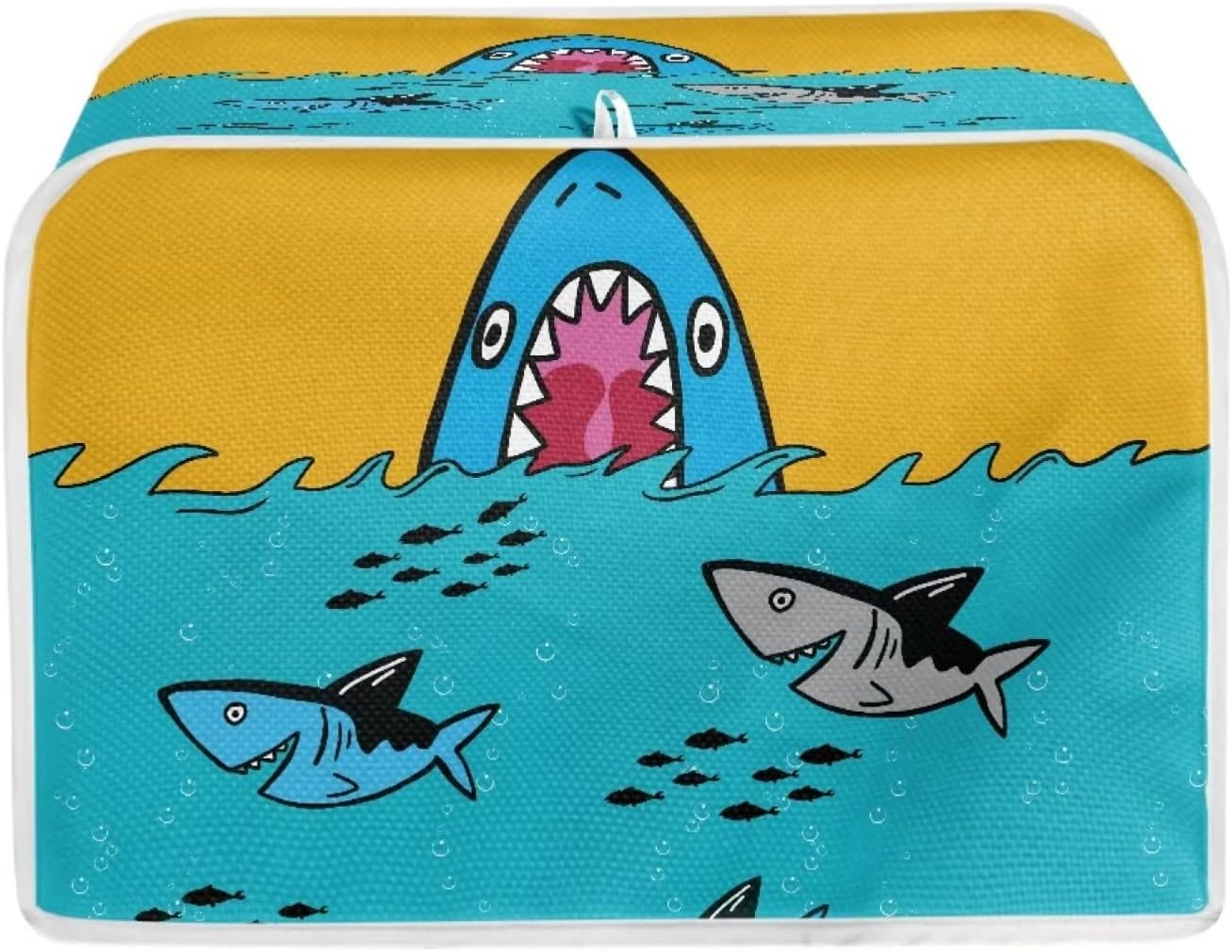Sharks Toaster Cover for 2 Slice, Dust and Fingerprint Protection for Most 2 Slice Long Slot Toasters, Washable Kitchen